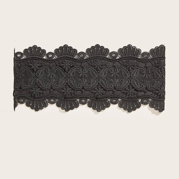 2/$30 Black PU Leather Lace Elastic Waist Belt Stretch Wide For Dress Blouse - Picture 5 of 8